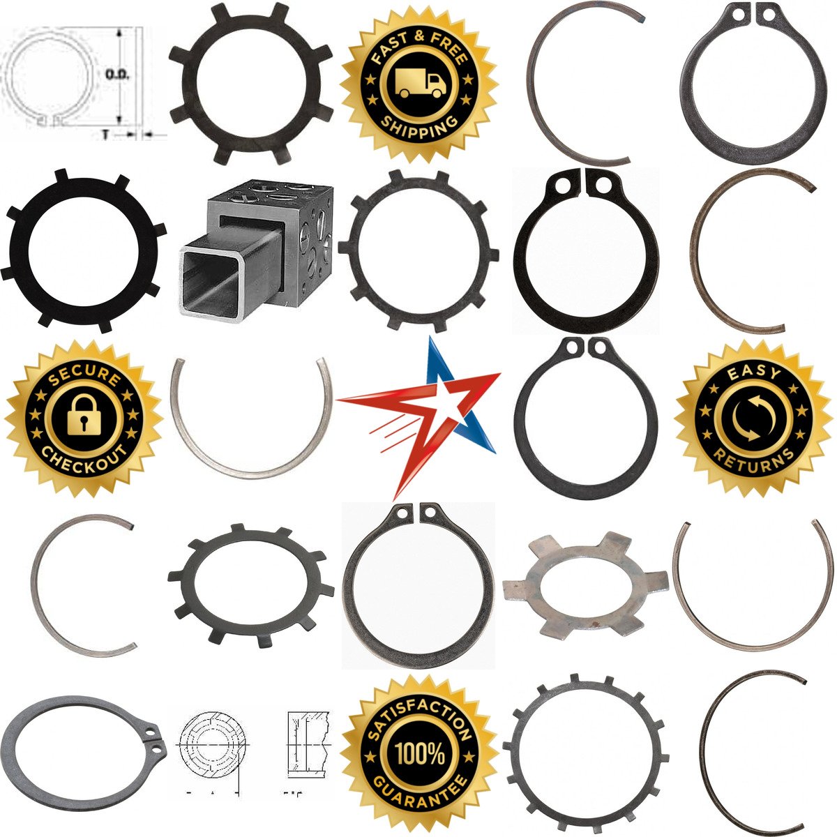 A selection of Linear Bearing Accessories Retaining Rings Square Bearing Bases  products on GoVets