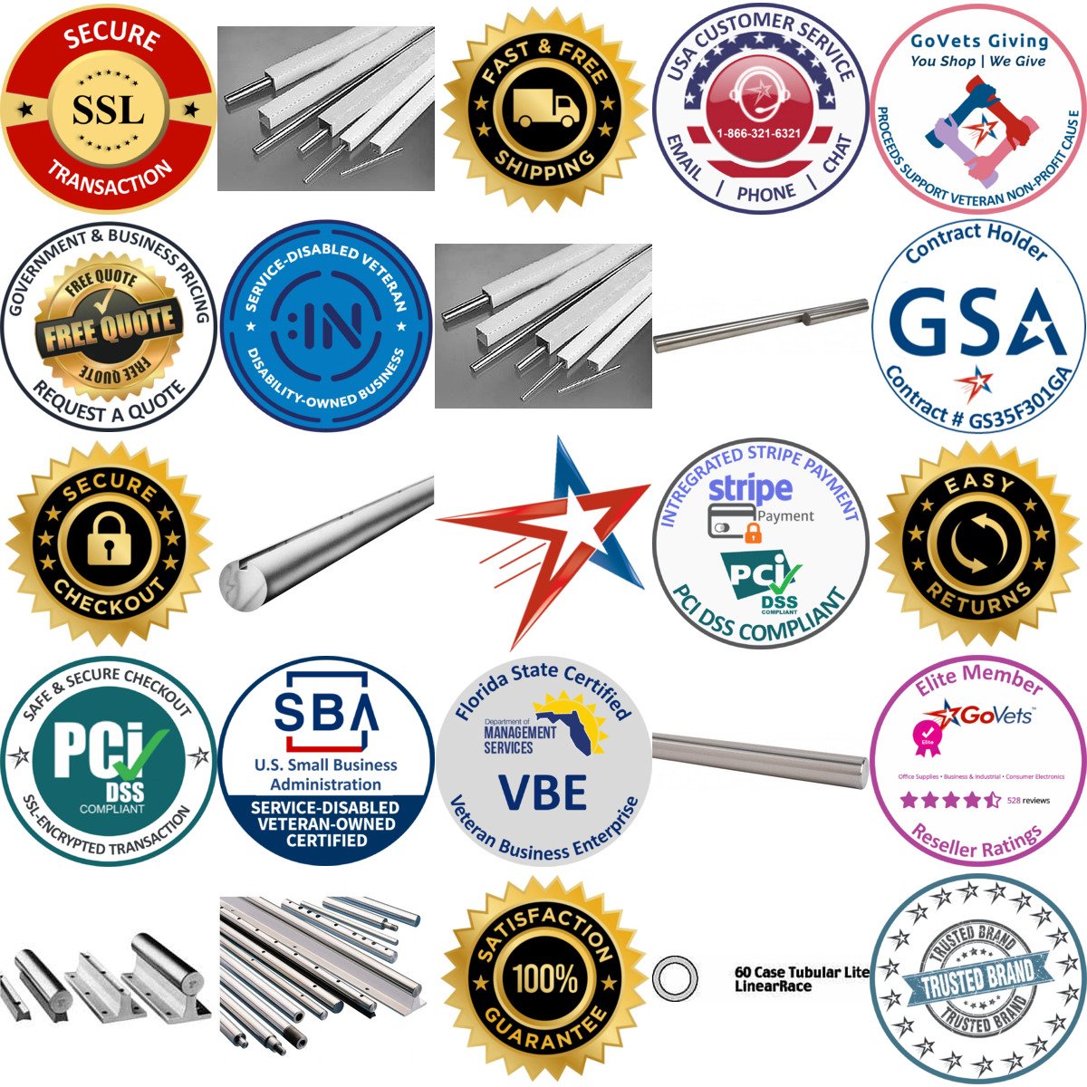 A selection of Round Linear Shafting products on GoVets