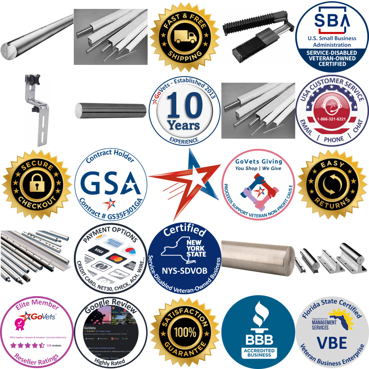 A selection of Shafting Rails and Supports products on GoVets