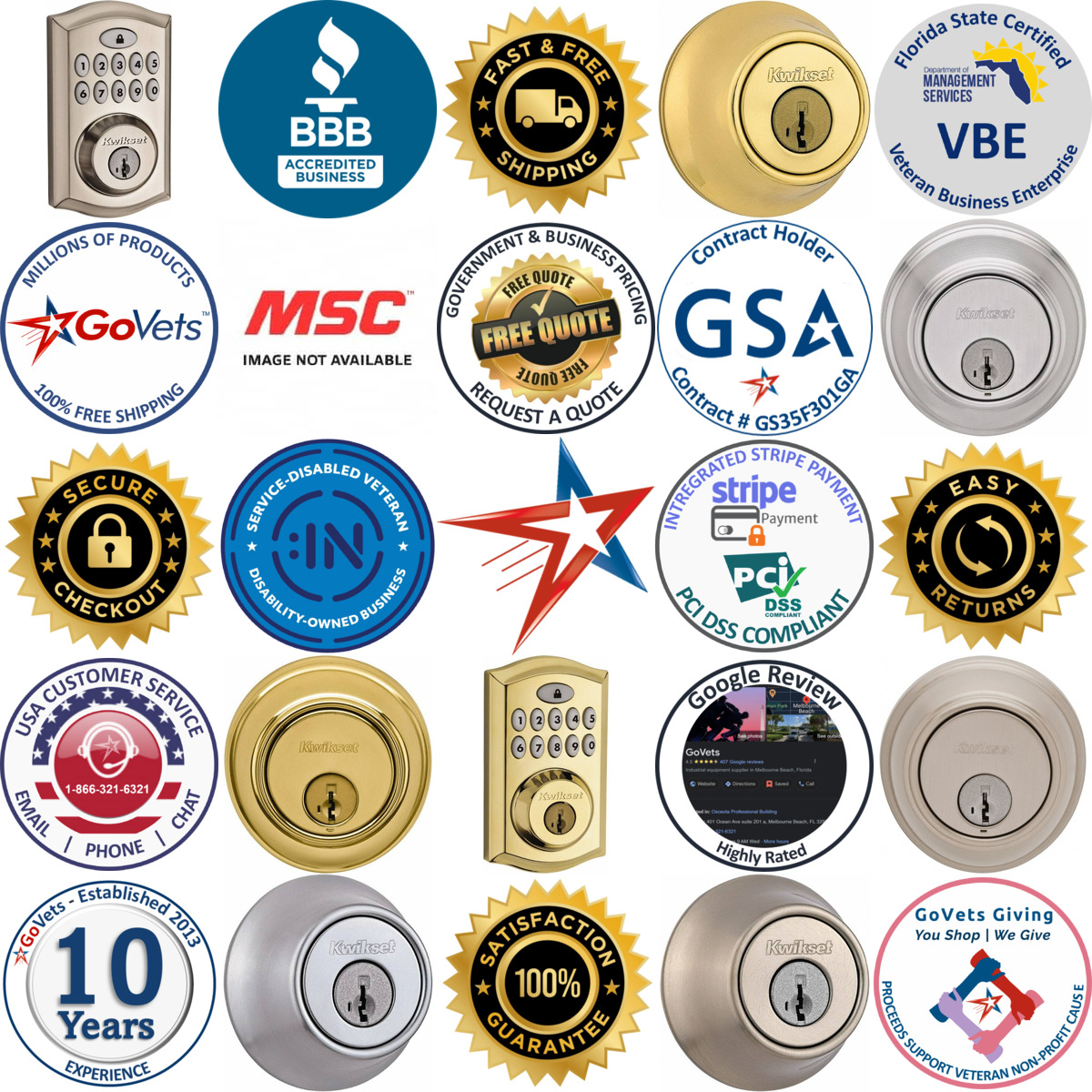 A selection of Kwikset products on GoVets