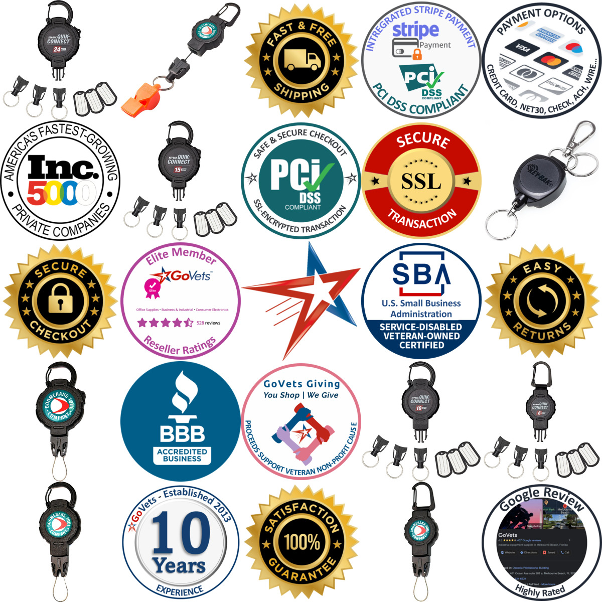 A selection of Retractable Key Rings and Gear Tethers products on GoVets