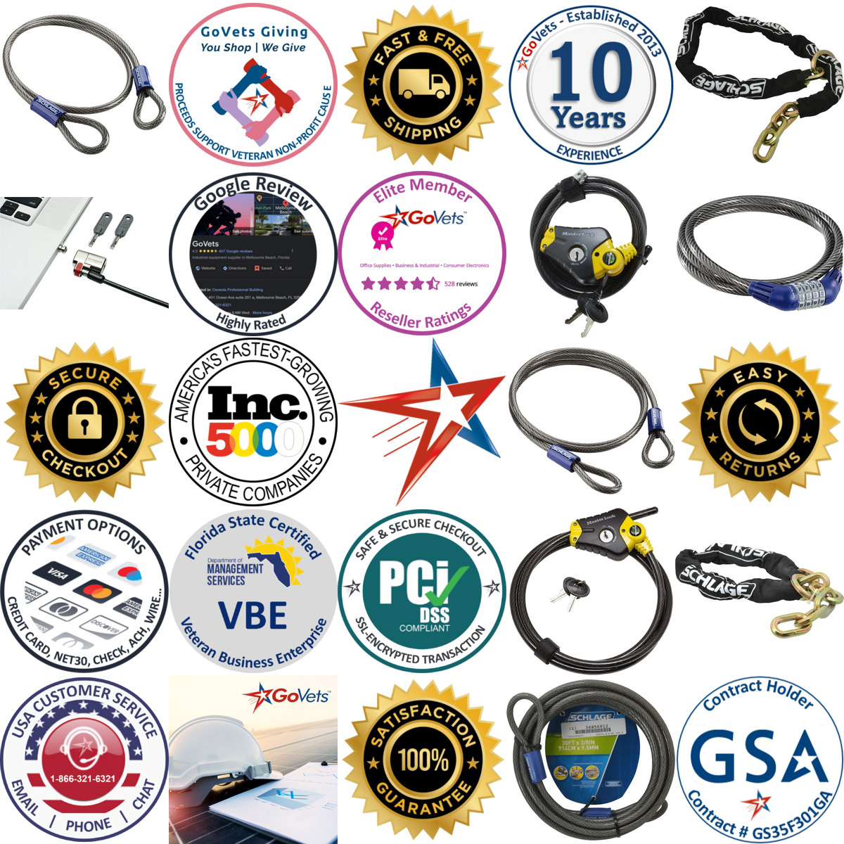 A selection of Locking Cable and Chain products on GoVets