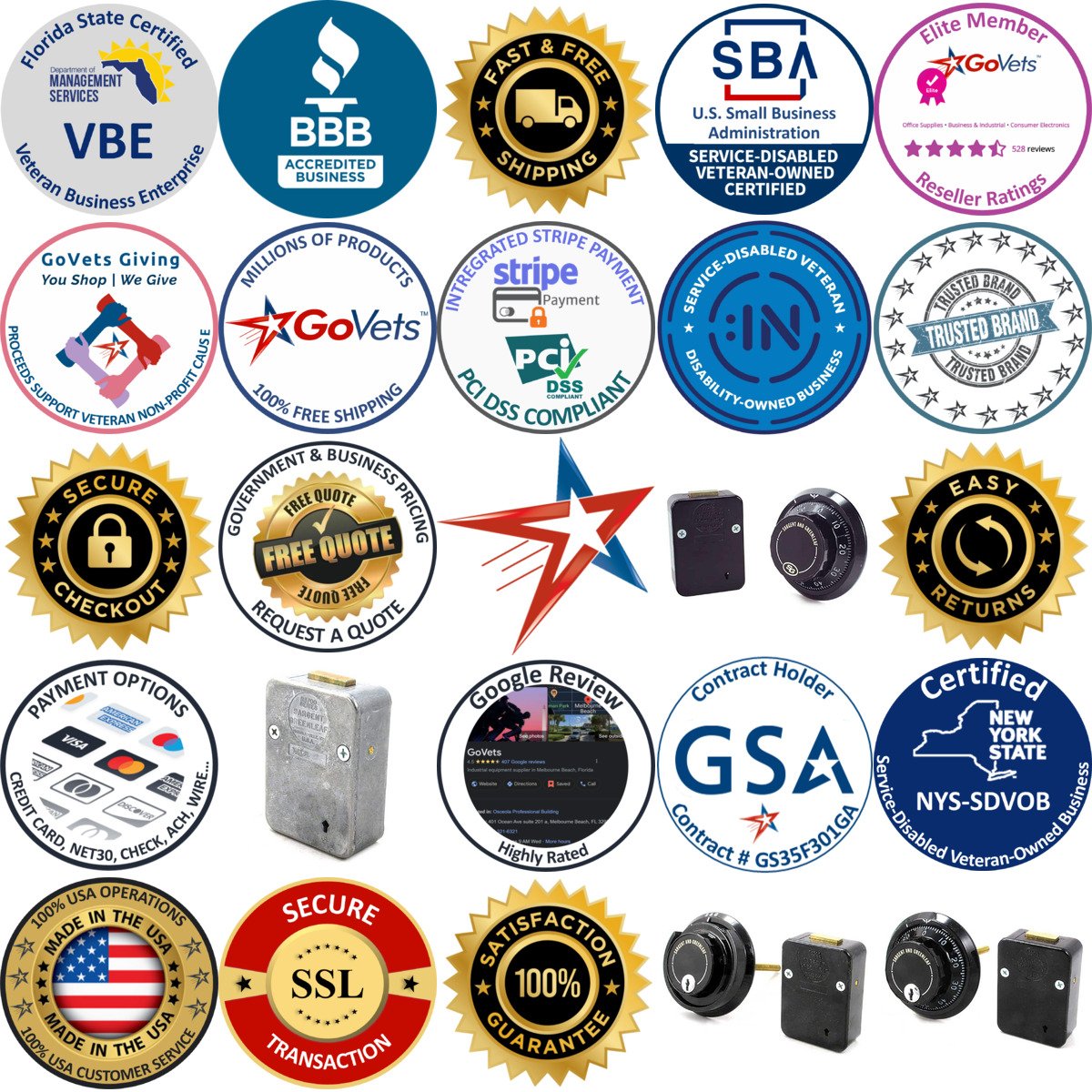 A selection of Combination Safe Locks products on GoVets