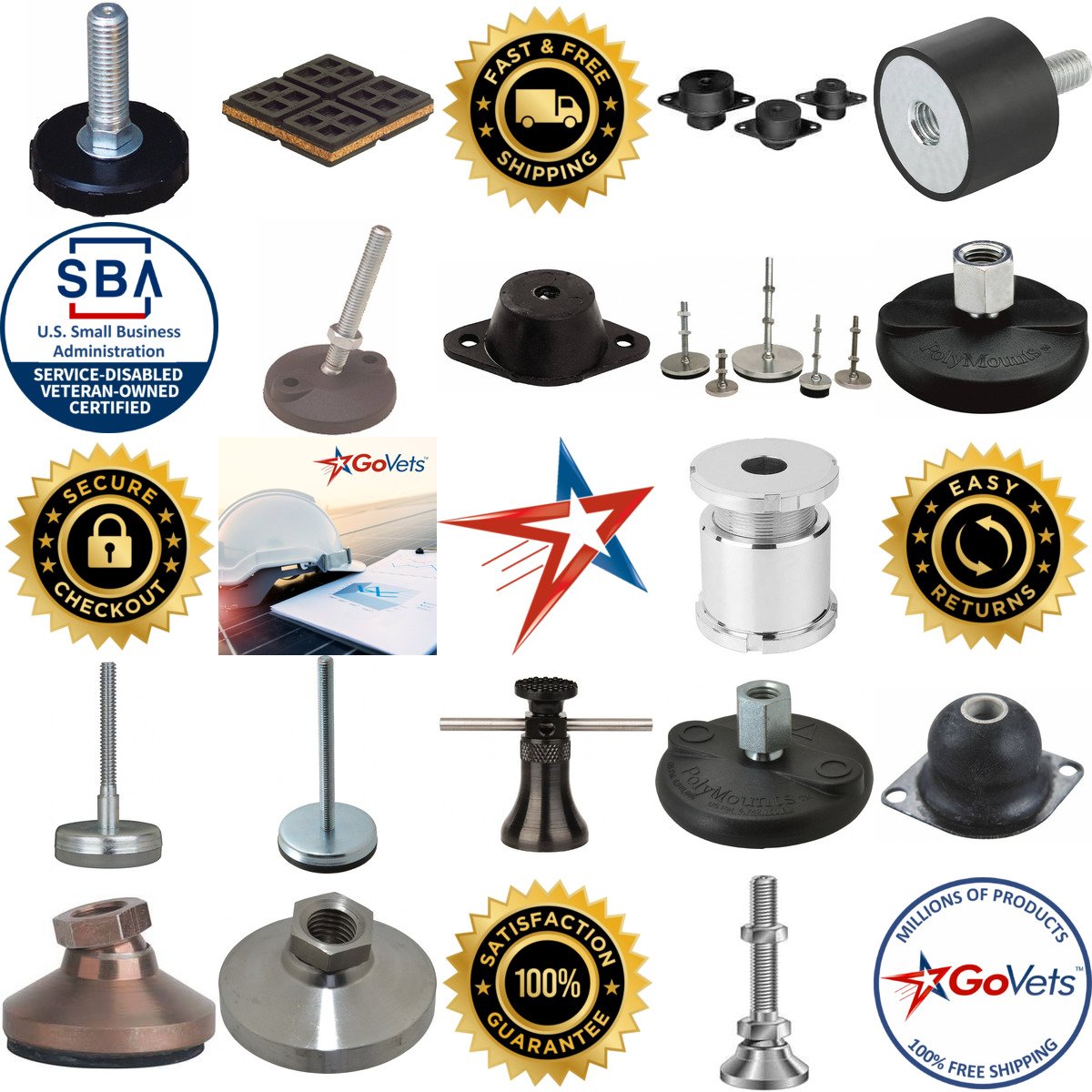 A selection of Machinery Leveling Pads Mounts and Vibration Controllers products on GoVets