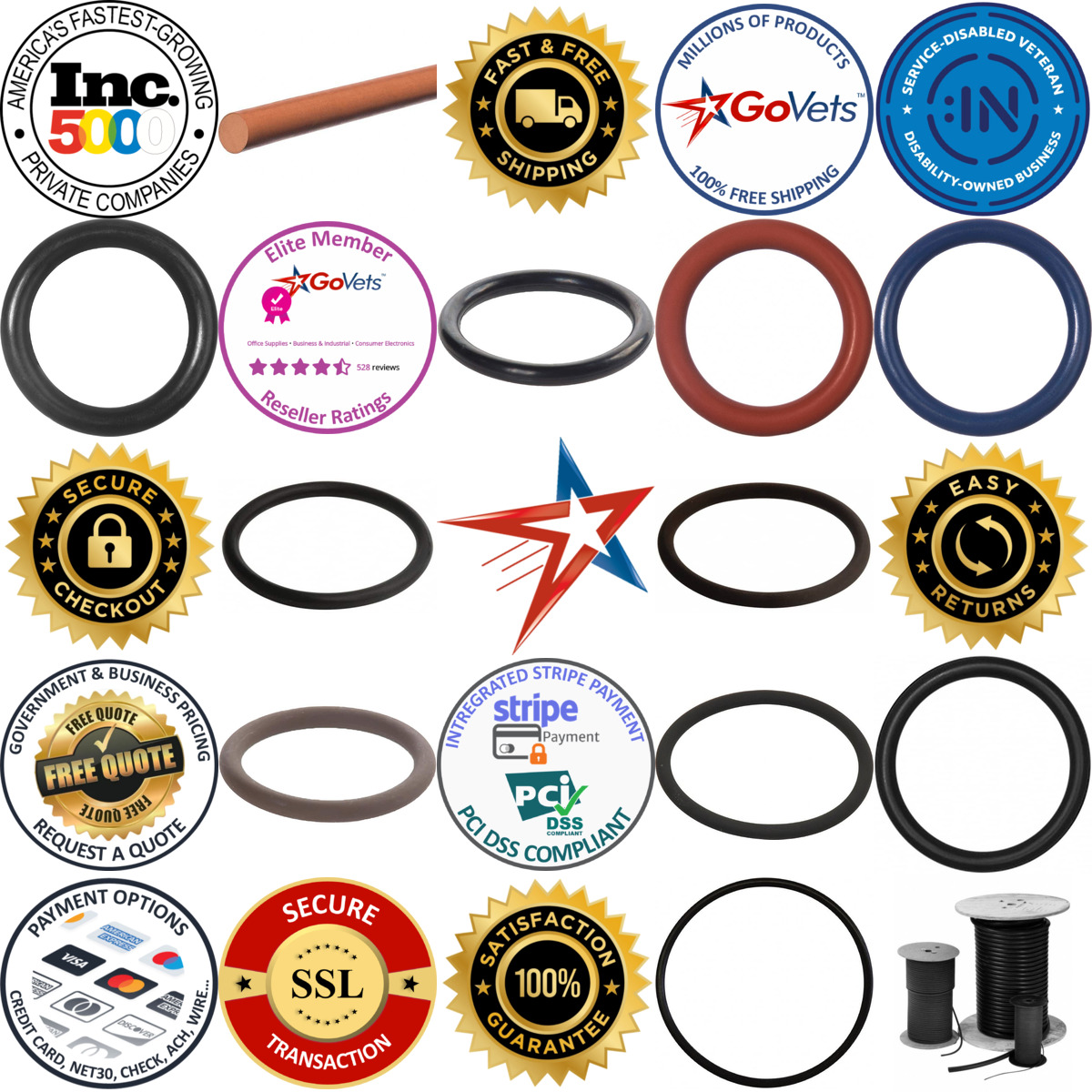 A selection of o Rings x Rings and Cord Stock products on GoVets