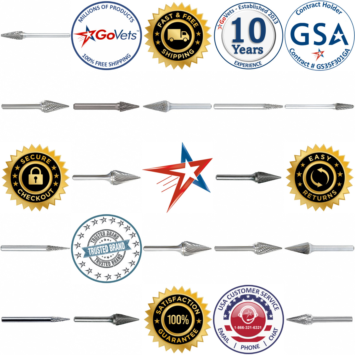 A selection of Cone Burs With Pointed End sm products on GoVets