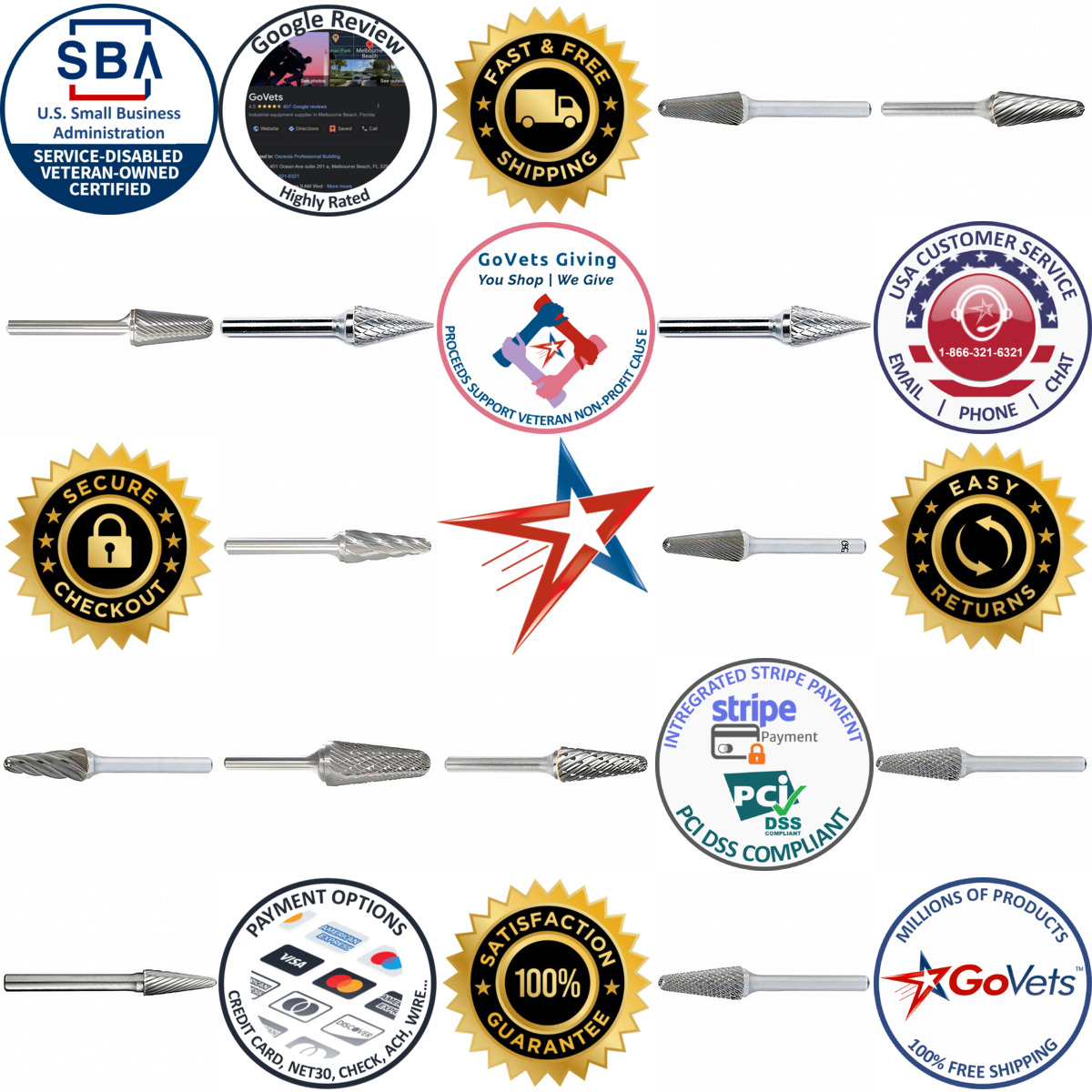 A selection of Cone Burs With Radius End sl products on GoVets