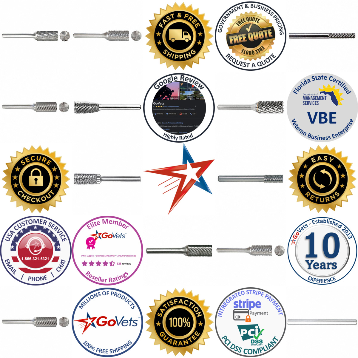 A selection of Cylinder Burs With Flat End Cut sb products on GoVets