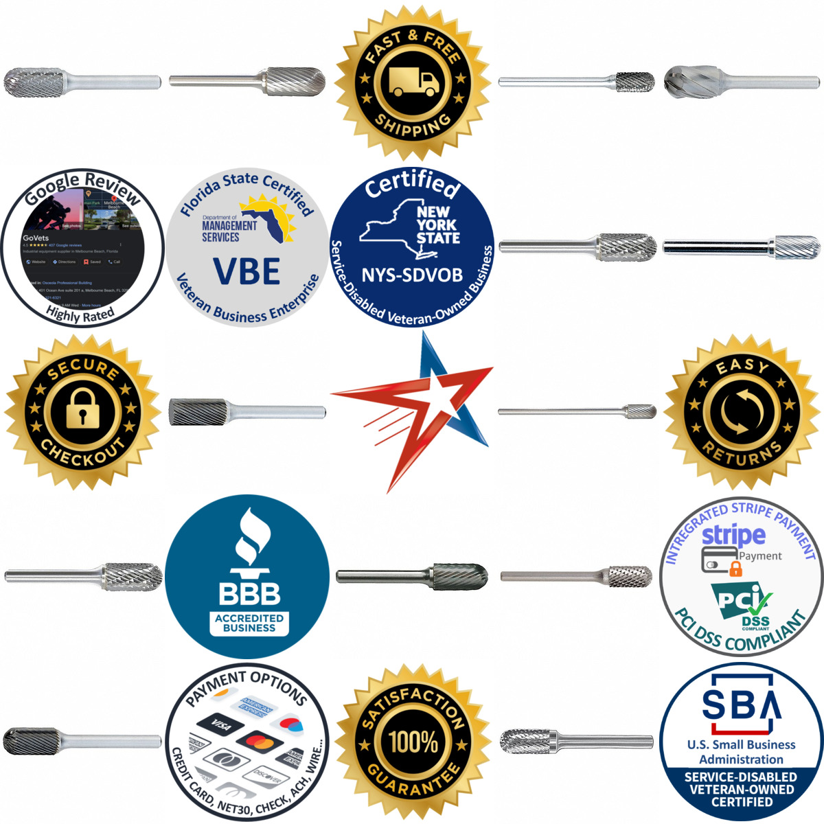 A selection of Cylinder Burs With Radius End Cut sc products on GoVets