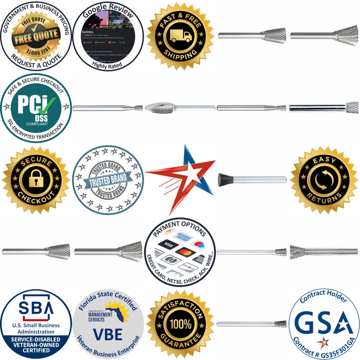 A selection of Inverted Cone Burs sn products on GoVets