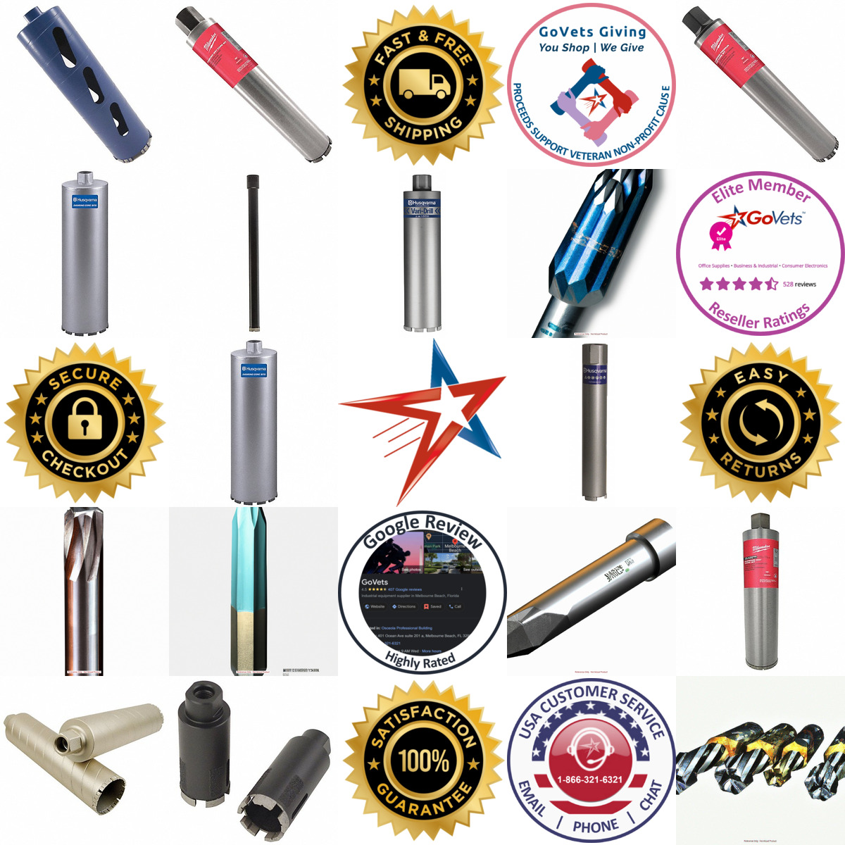 A selection of Diamond Tipped Core Bits products on GoVets