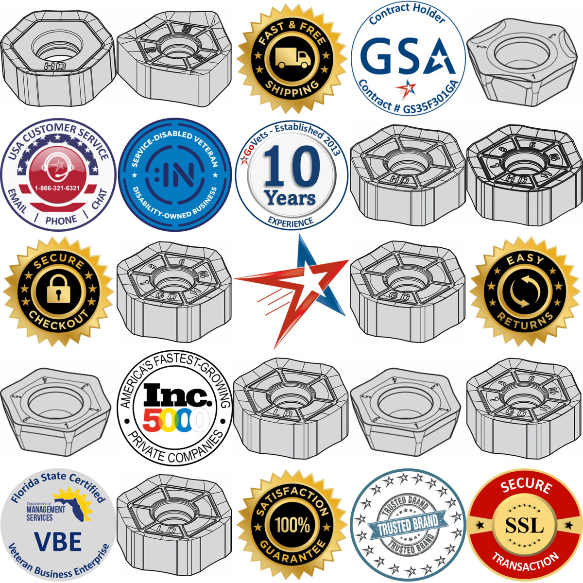 A selection of Hexagon Milling Inserts products on GoVets