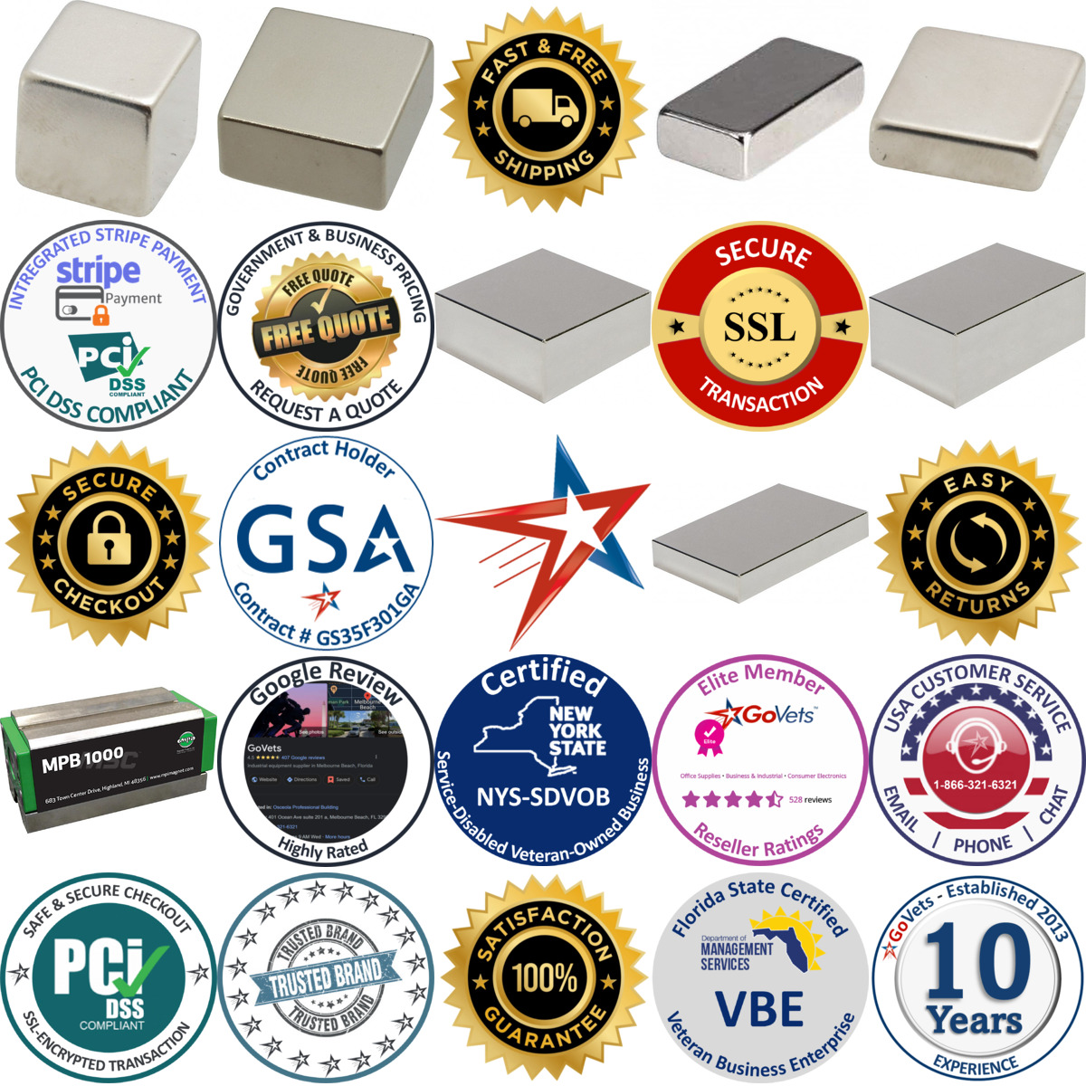 A selection of Rare Earth Block Magnets products on GoVets