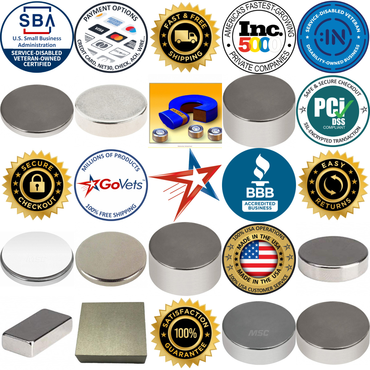 A selection of Rare Earth Disc and Cylinder Magnets products on GoVets