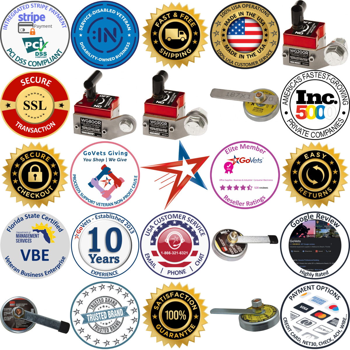 A selection of Magnetic Welding and Fabrication Ground Clamps products on GoVets