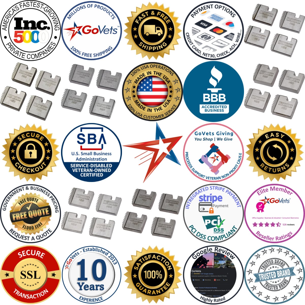 Millions of Products A selection of Dewalt products on GoVets