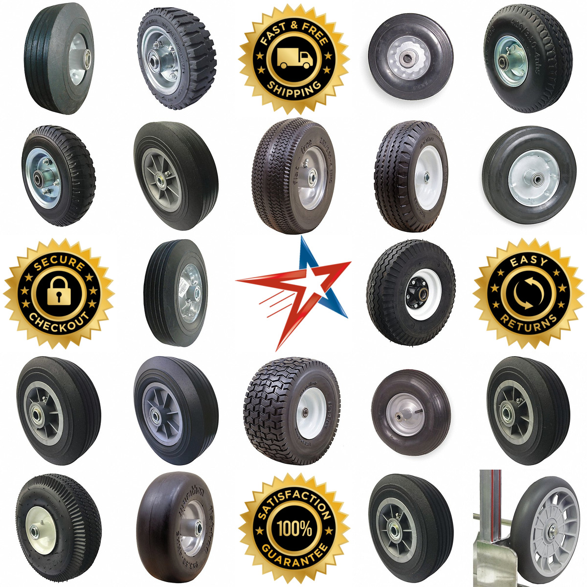 A selection of Pneumatic and Tire Style Wheels products on GoVets