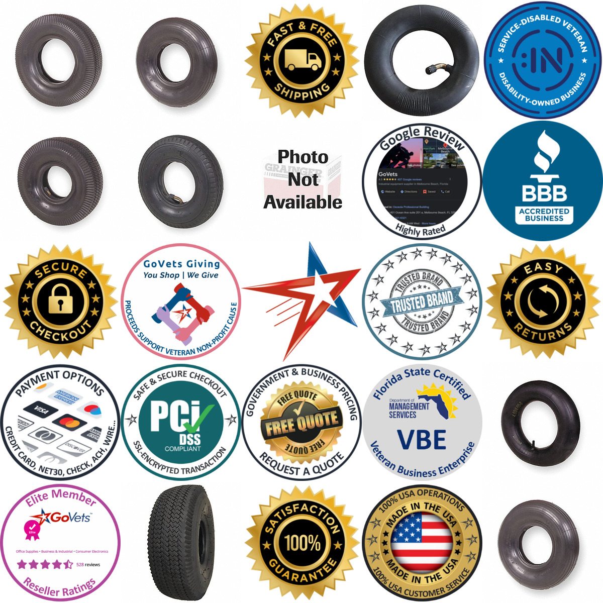 A selection of Replacement Tires and Tubes For Pneumatic Wheels products on GoVets