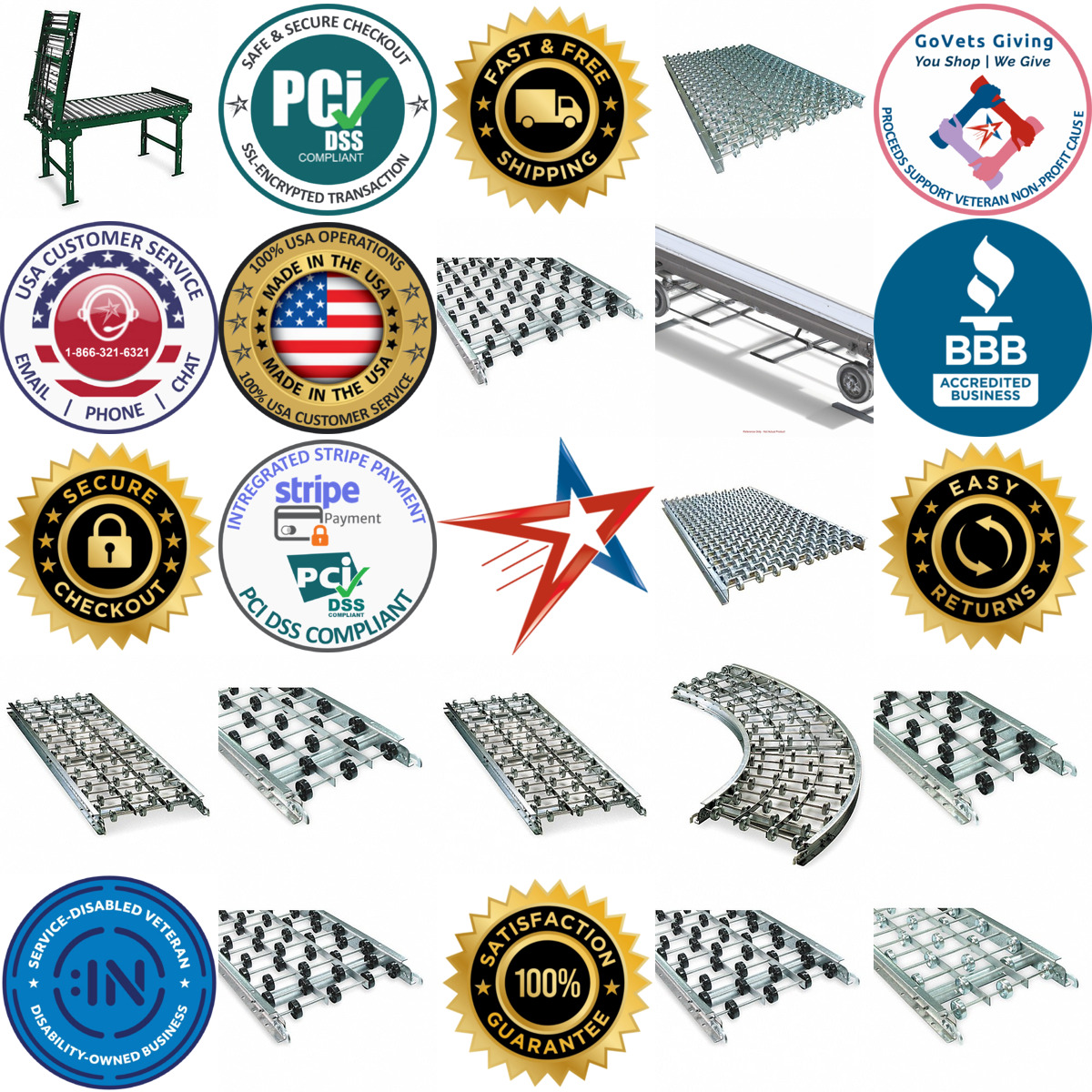 A selection of Rigid Skate Wheel Conveyors products on GoVets