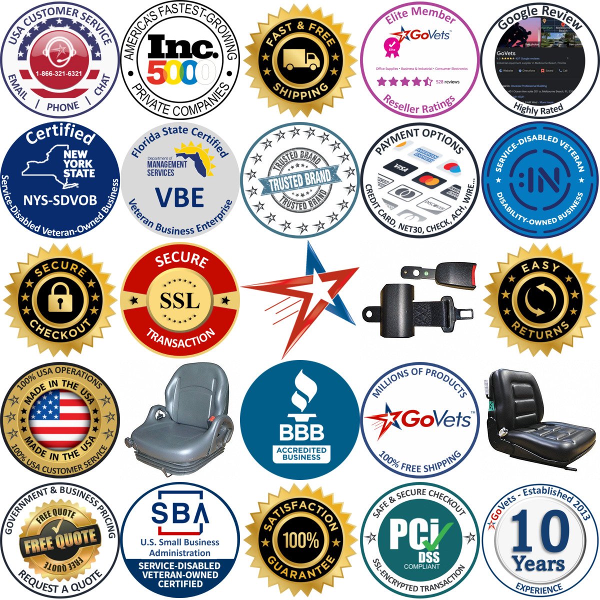 A selection of Forklift Seats and Seat Belts products on GoVets