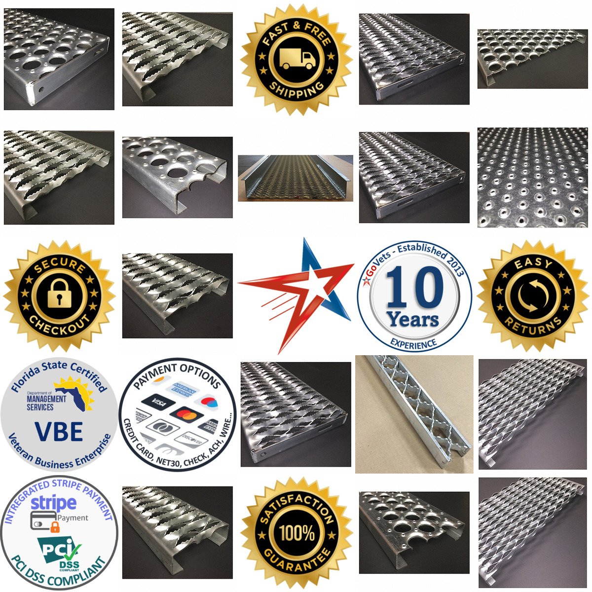 A selection of Grating Channels Flooring Rungs and Treads products on GoVets