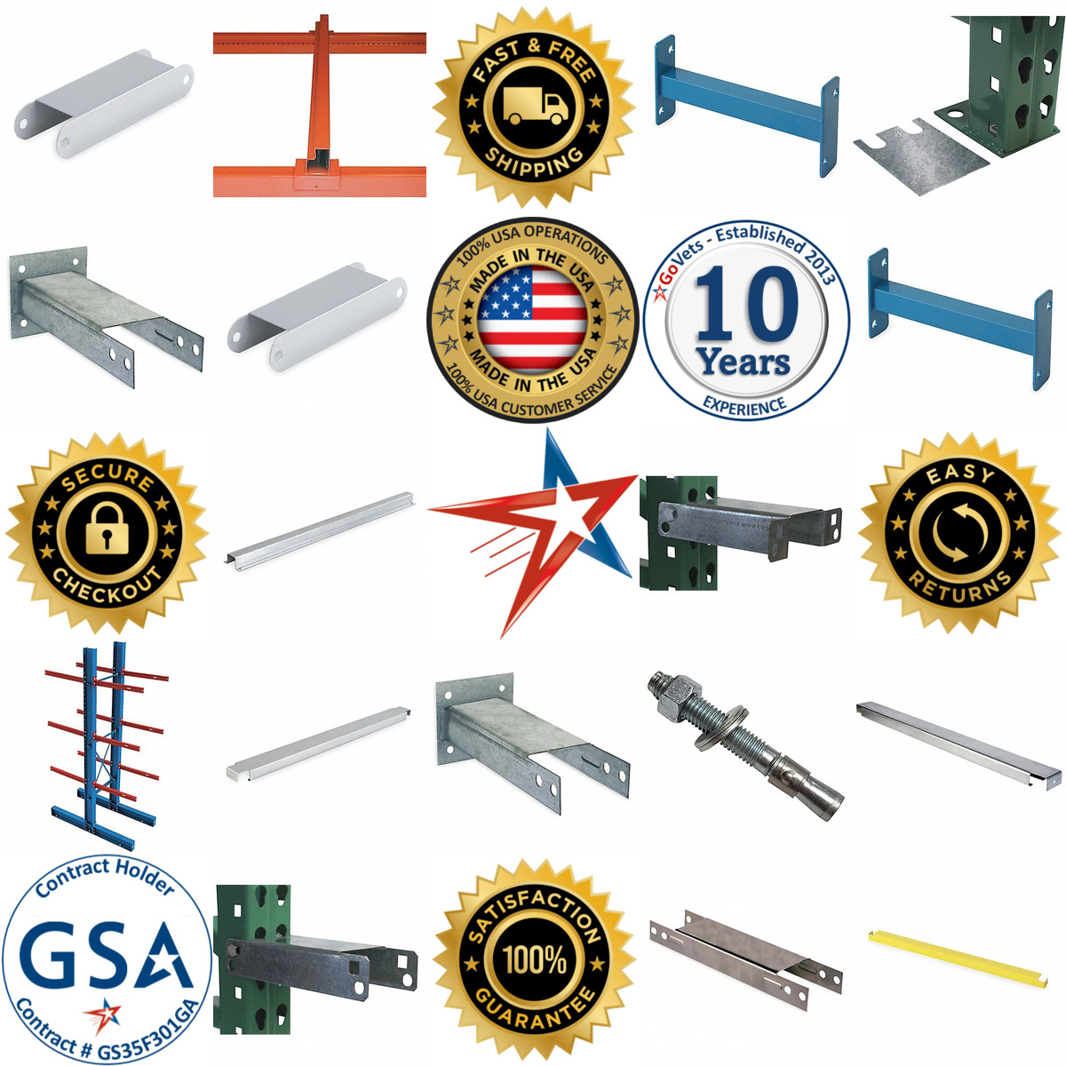 A selection of Pallet Rack Cross Bars Spacers and Hardware products on GoVets