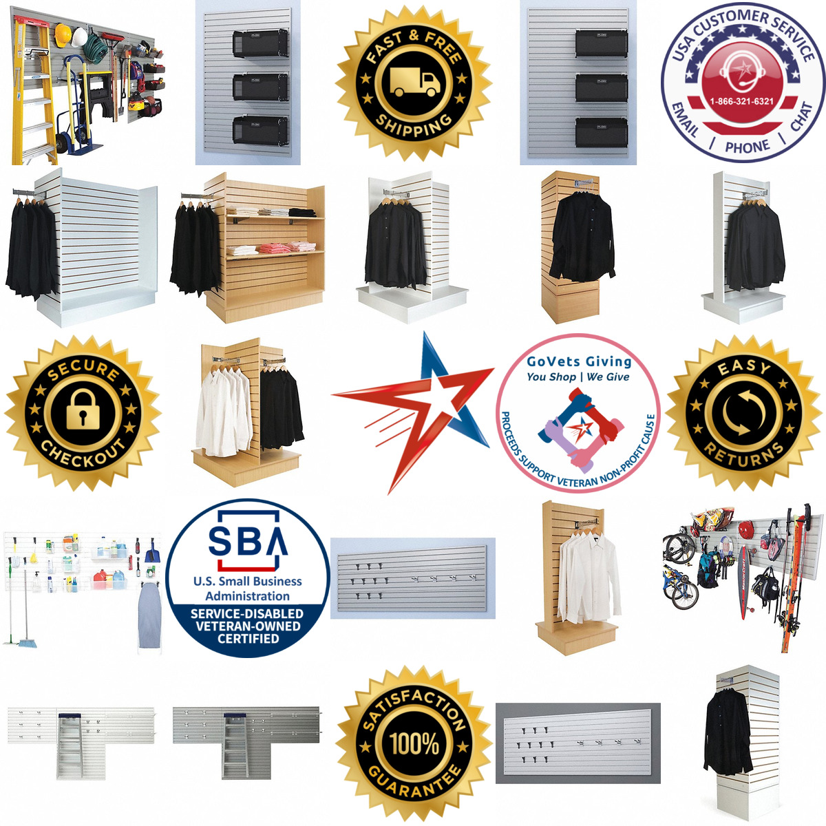 A selection of Slatwall Panels and Racks products on GoVets