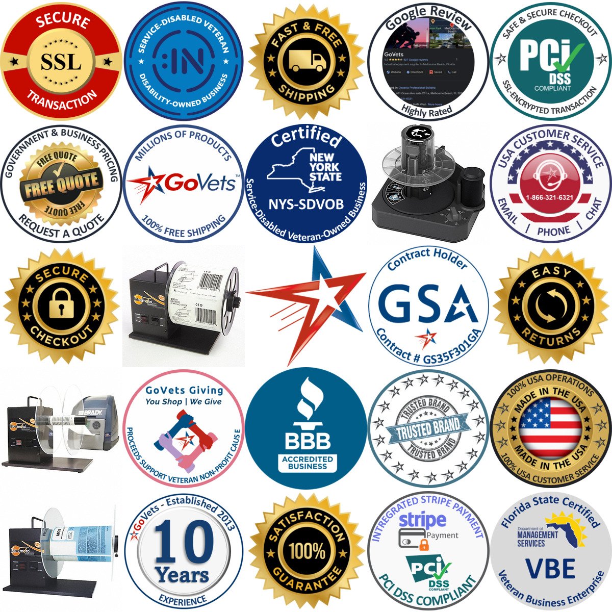 A selection of Label Rewinders products on GoVets