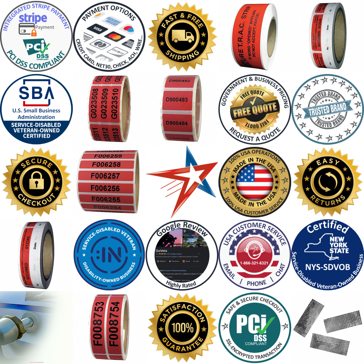 A selection of Tamper Indicating Labels products on GoVets