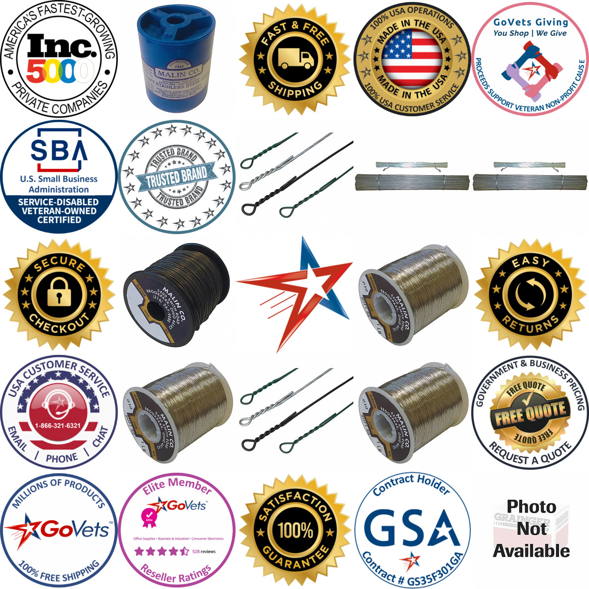 A selection of Baling Wire and Lockwire products on GoVets