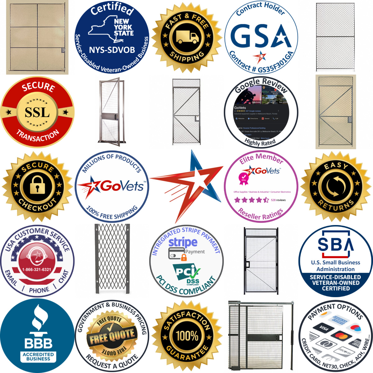 A selection of Wire Security Cage Doors and Gates products on GoVets