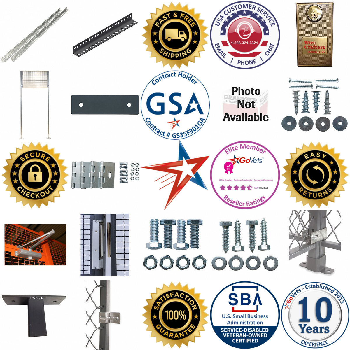 A selection of Wire Security Cage Hardware products on GoVets