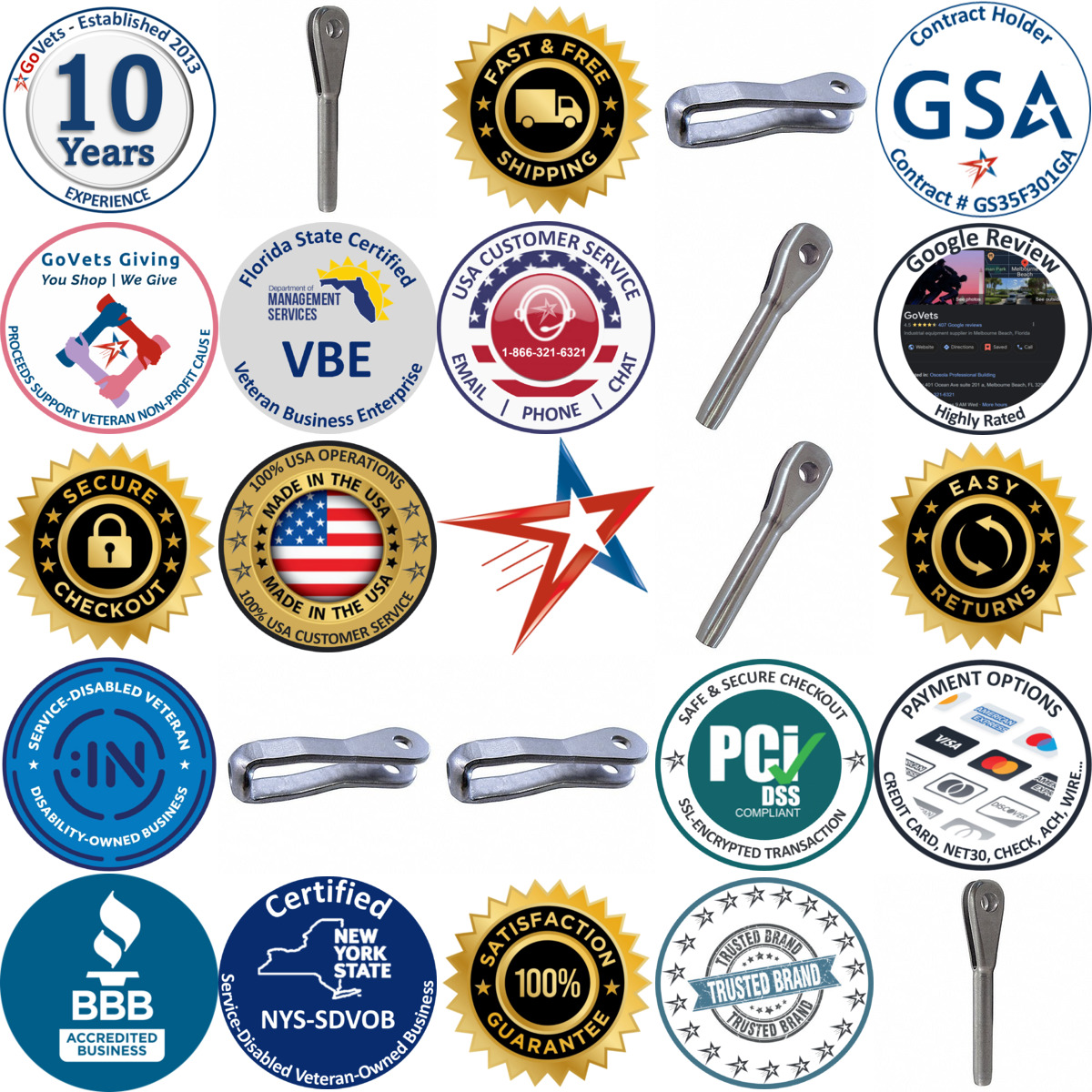 A selection of Wire Rope Swage Clevis Fittings products on GoVets