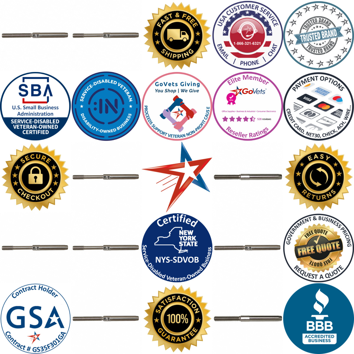 A selection of Wire Rope Swage Stud Fittings products on GoVets