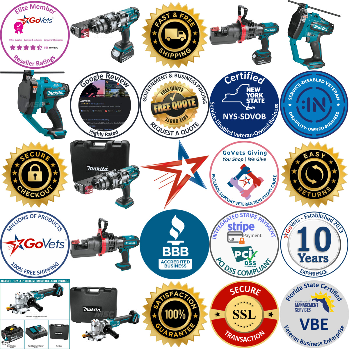 A selection of Makita products on GoVets