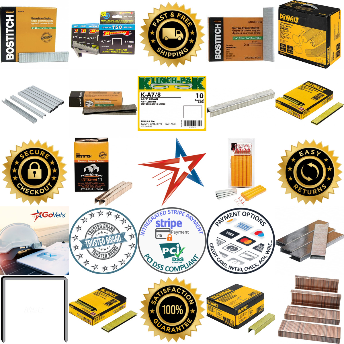 A selection of Construction Staples products on GoVets