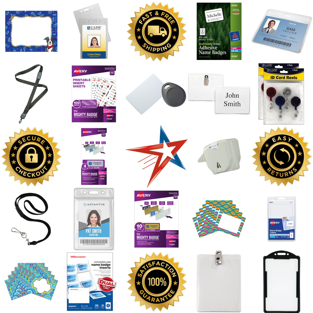 A selection of Name Badges and Holders products on GoVets