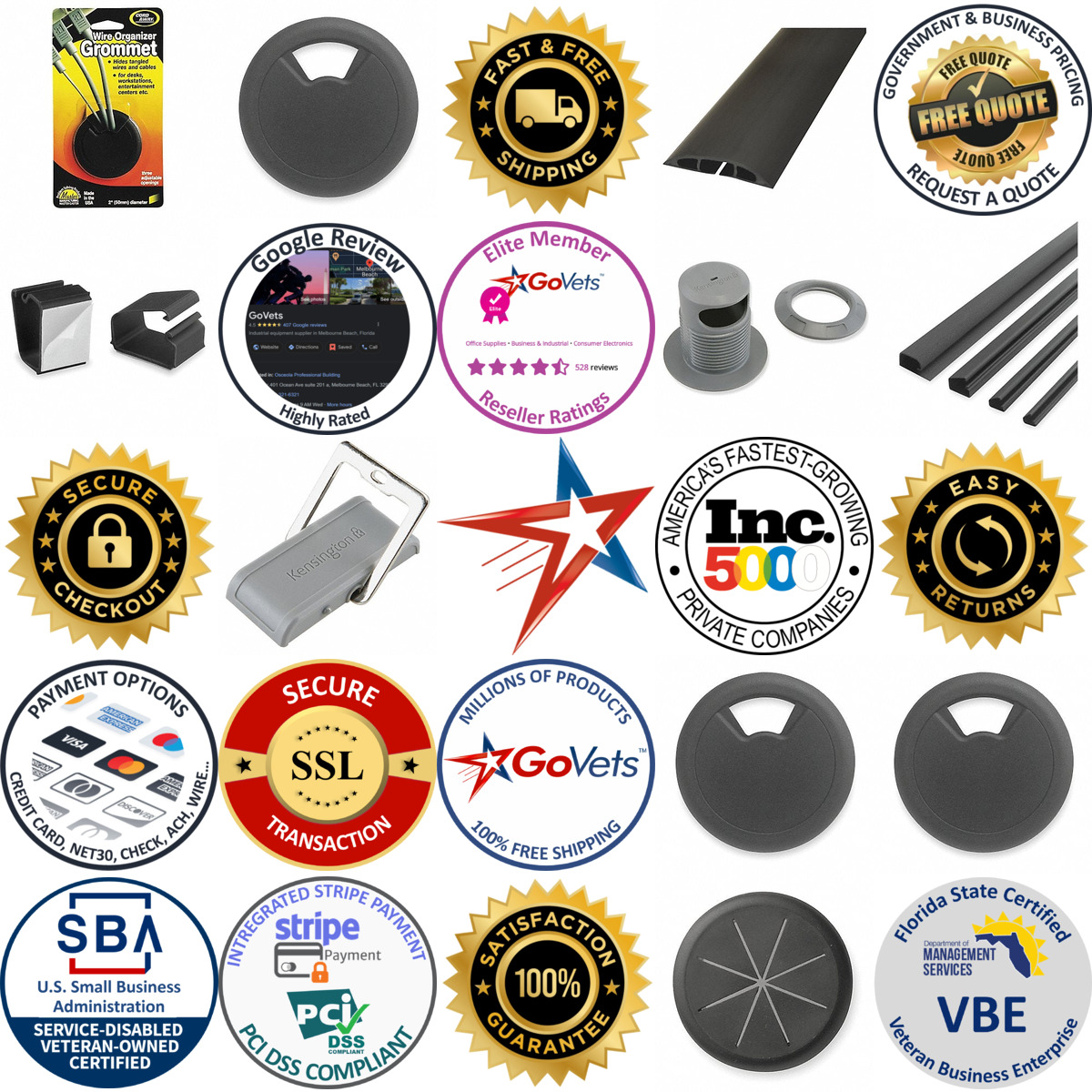 A selection of Desk Grommets and Cable Organizers products on GoVets