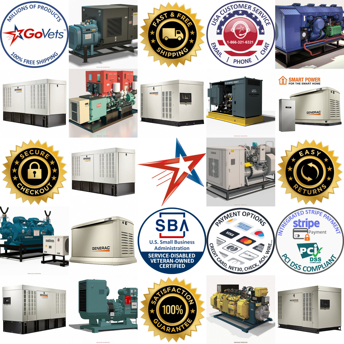 A selection of Standby Generators products on GoVets