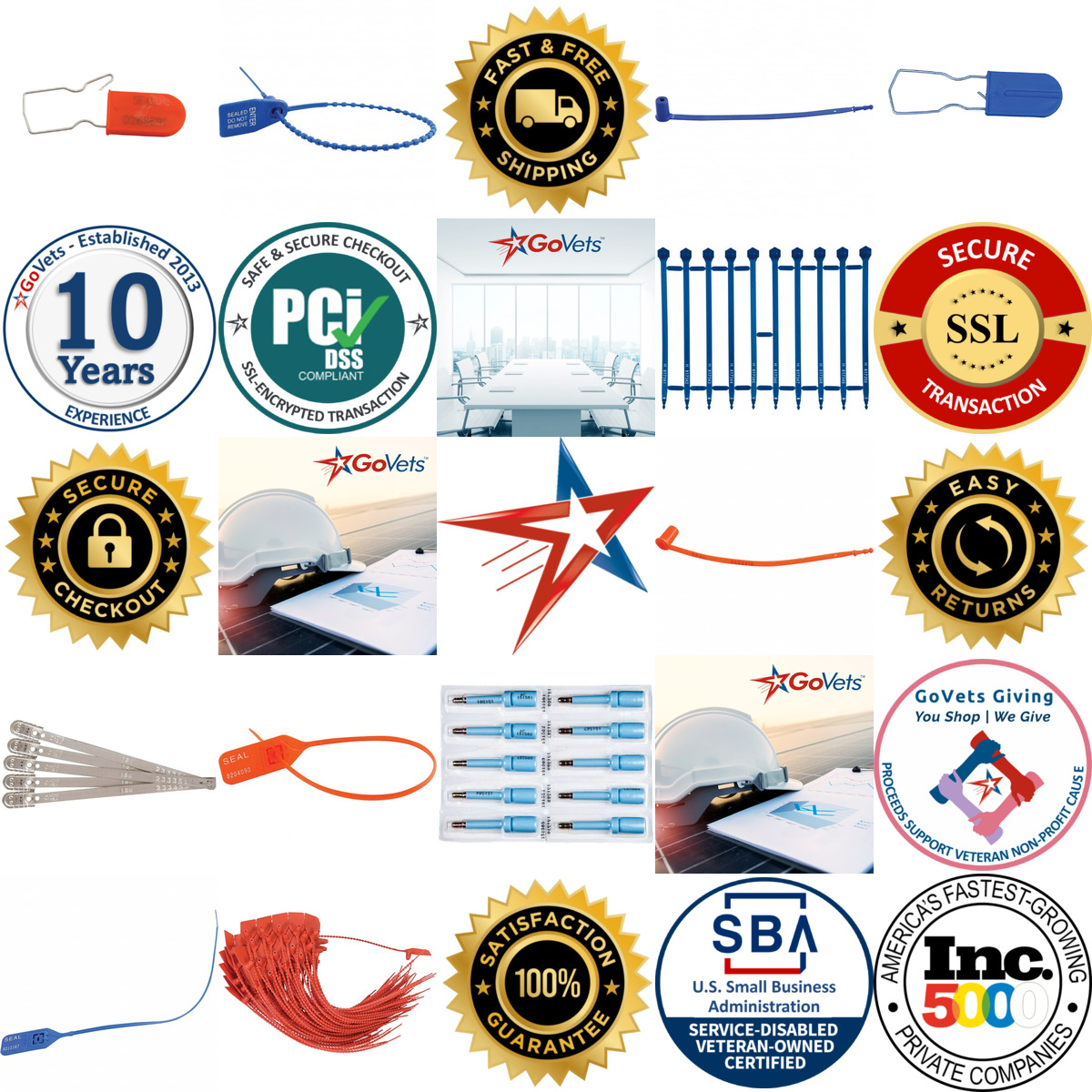 A selection of Security Seals products on GoVets