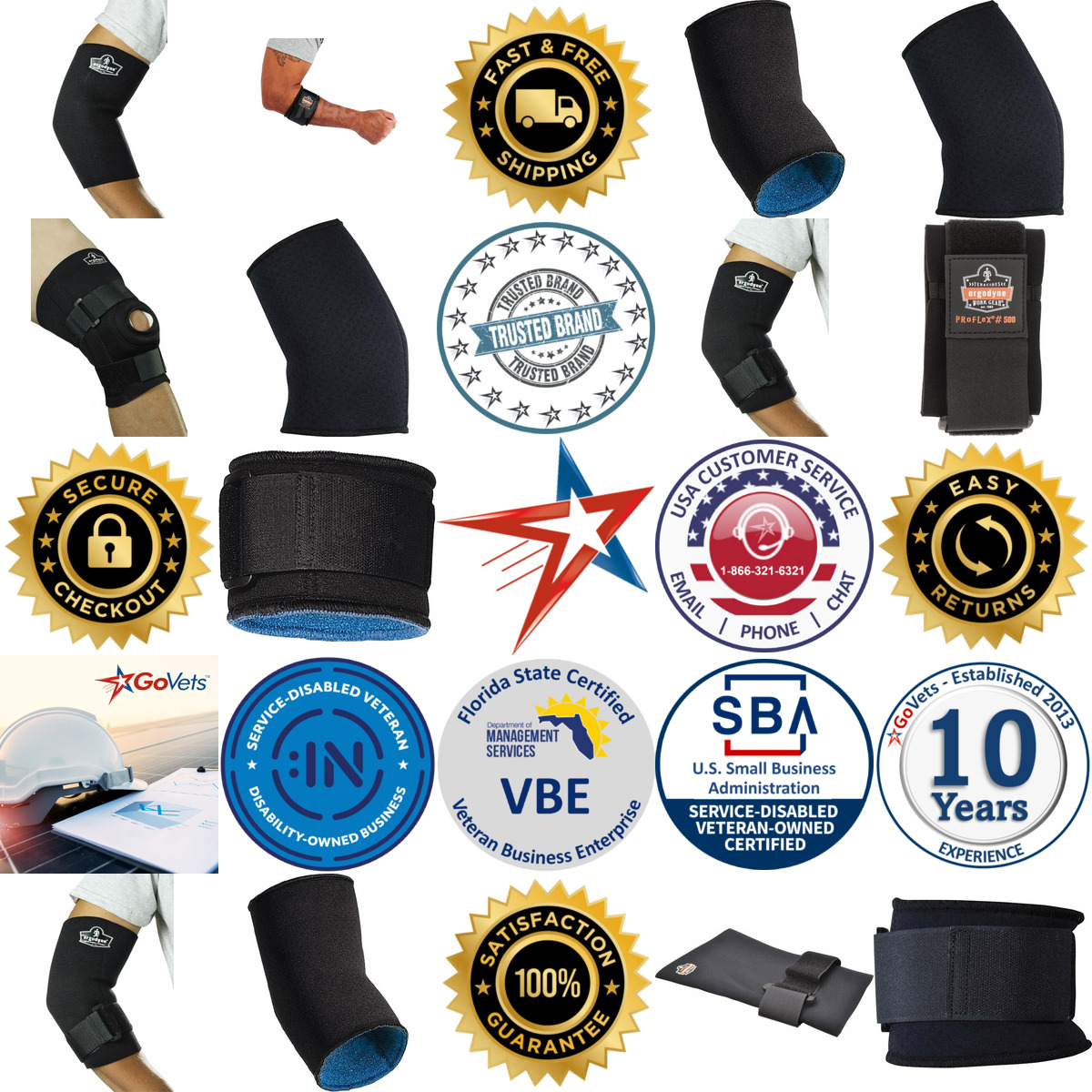 A selection of Elbow Supports products on GoVets