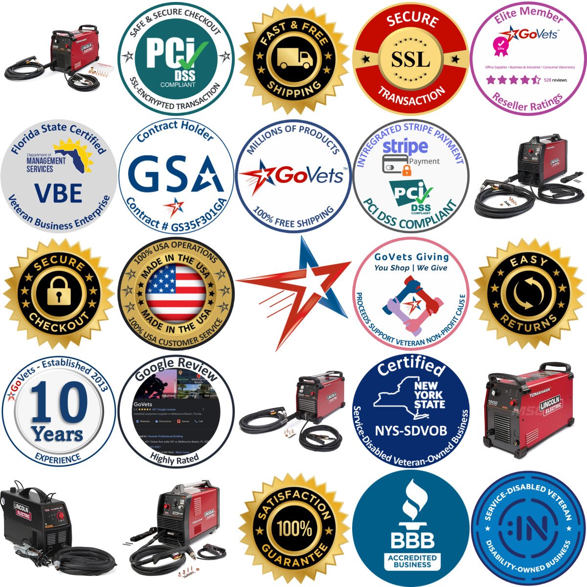 A selection of Lincoln Electric products on GoVets