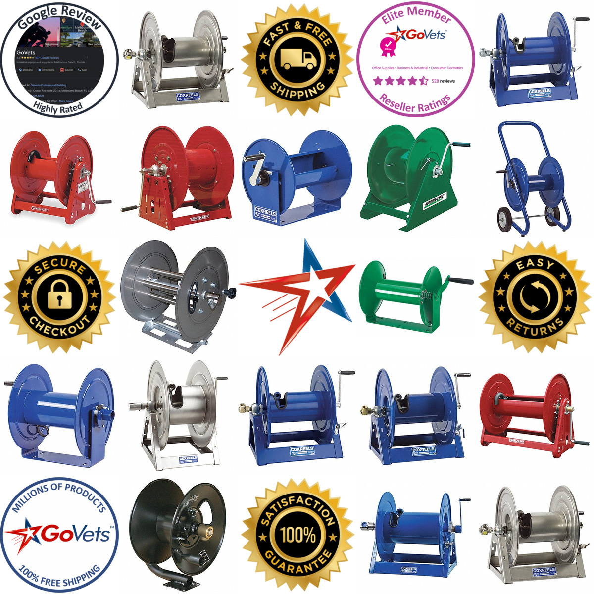 A selection of Hand Crank Hose Reels Without Hose products on GoVets