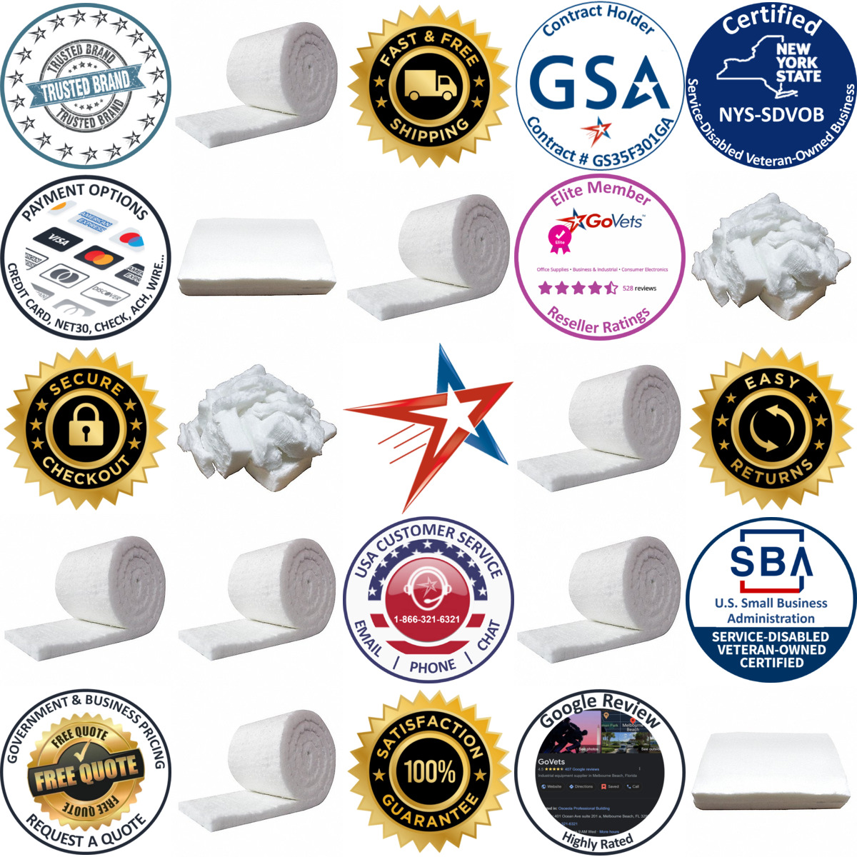 A selection of Ceramic Fiber Insulation products on GoVets