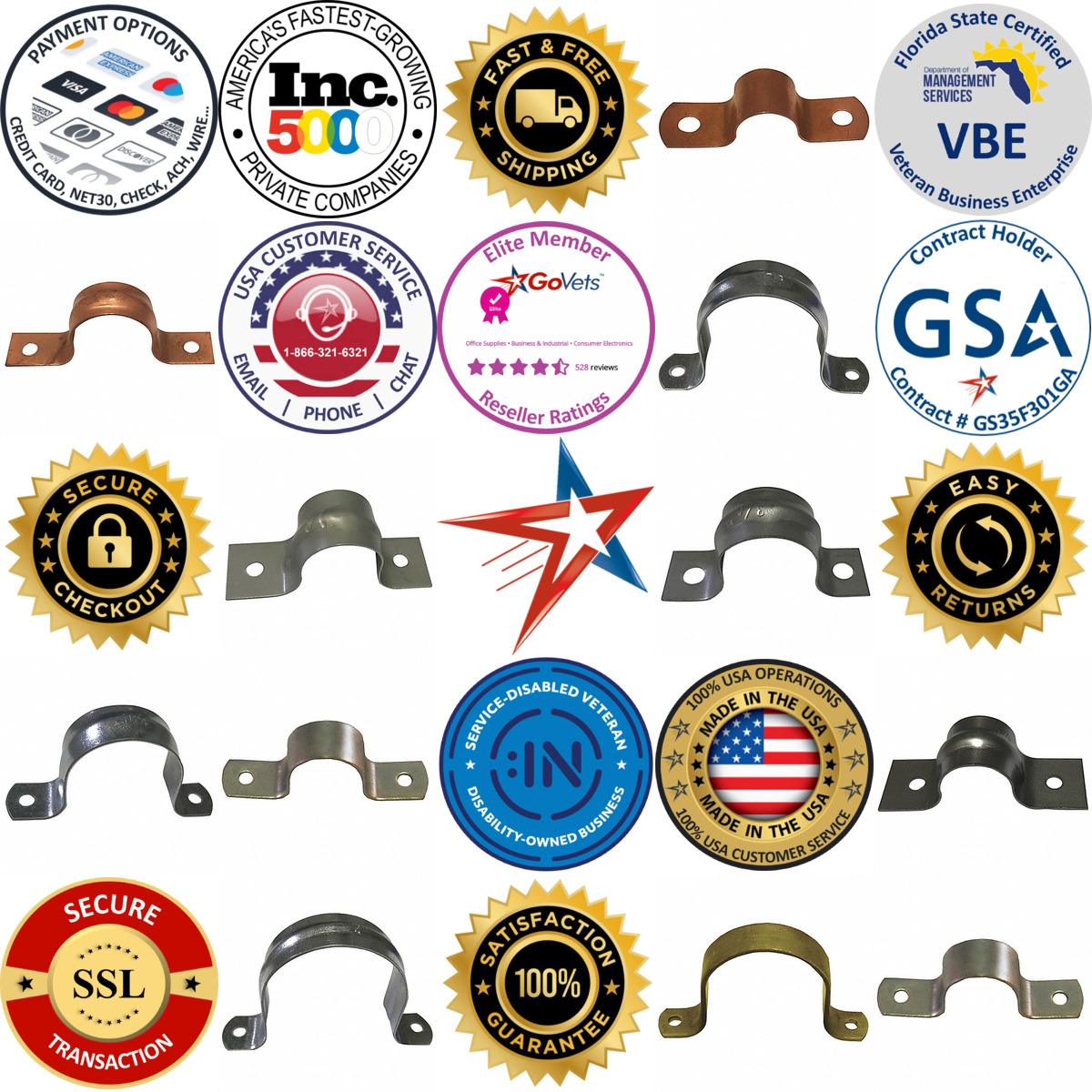 A selection of Pipe Straps products on GoVets