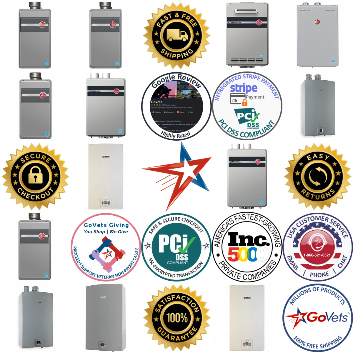 A selection of Gas Tankless Water Heaters products on GoVets