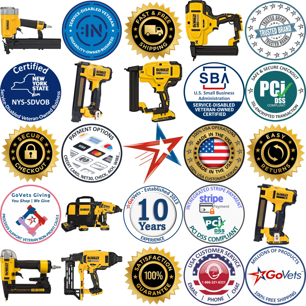 A selection of Dewalt products on GoVets