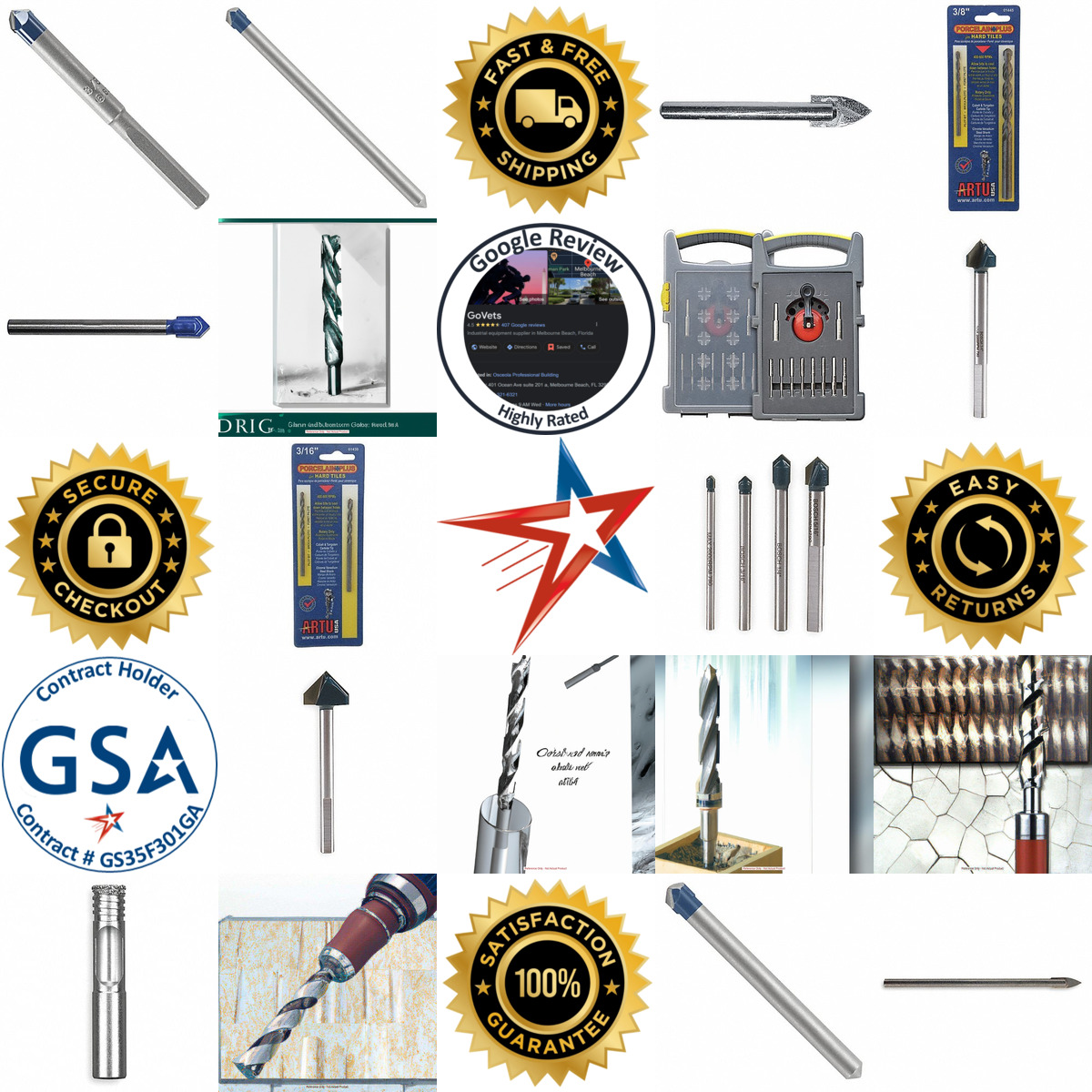 A selection of Glass Natural Stone Porcelain and Tile Drill Bit products on GoVets