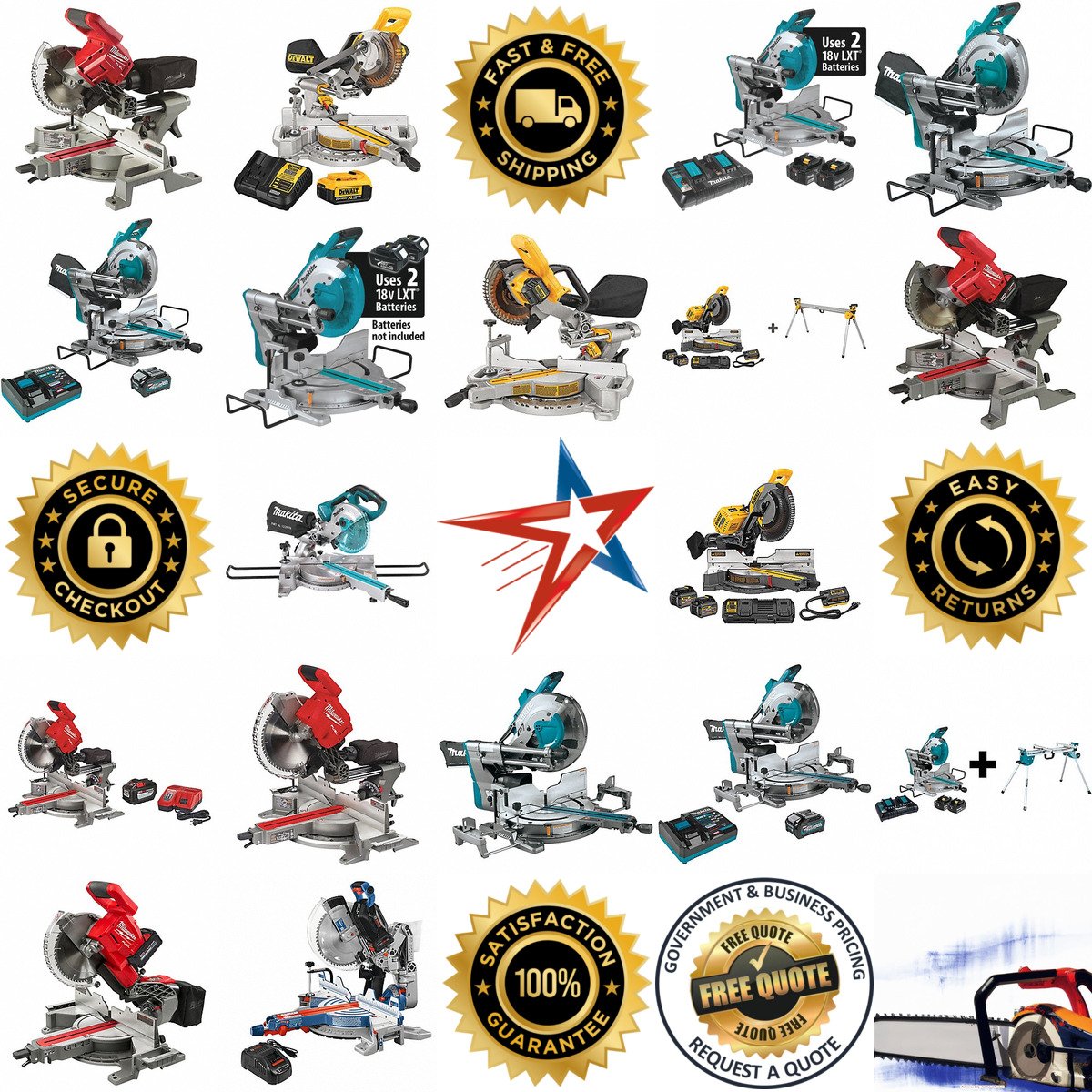 A selection of Cordless Miter Saws products on GoVets