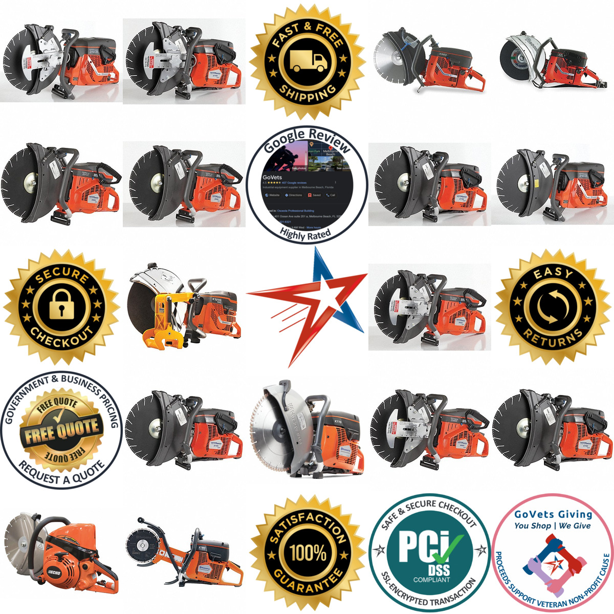 A selection of Gas Powered Handheld Concrete Saws products on GoVets